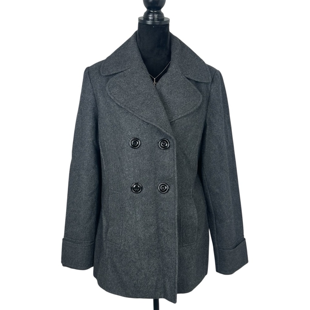 New York & Company Women's Gray Peacoat Wool Blend
